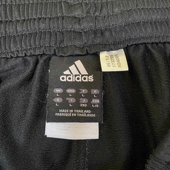Adidas Athletic Warmup Pants‎ Mens Large Black White Stripe Polyester Drawstring - Picture 8 of 11